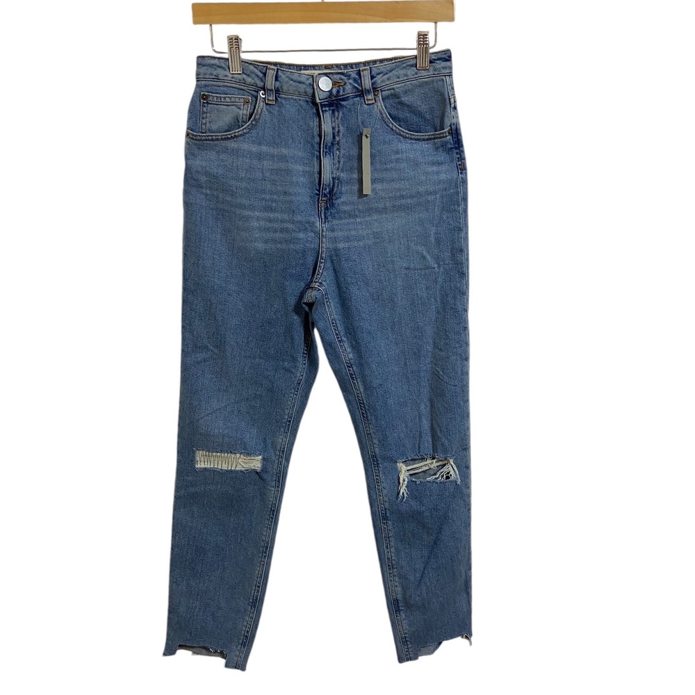 ASOS NWT Denim Vintage Inspired Mom Jeans Light Wash Distressed High Rise  28‎